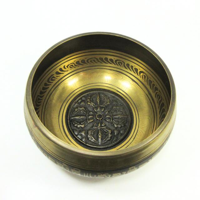 シンギングボウル 7メタル 約13cm A 音浄化 ヨガ 瞑想 癒し 梵字文様