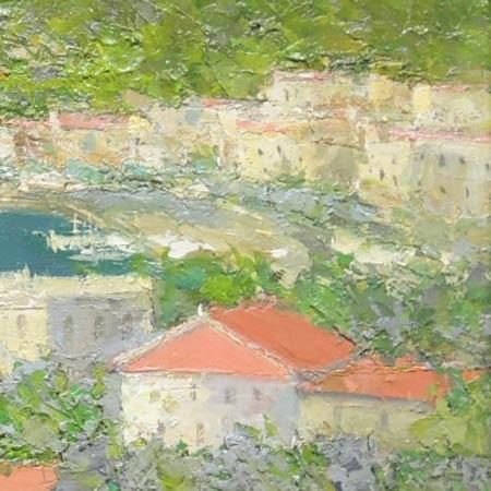 絵画 油絵 コートダジュール フランス （春野修一） 【肉筆】【油絵