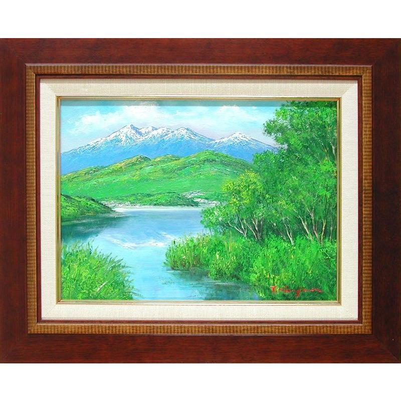 絵画 油絵 八ヶ岳と松原湖 （岡島哲夫） 【肉筆】【油絵】【日本の風景