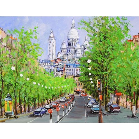 絵画 油絵 モンマルトル・サクレクール寺院 フランス・パリ （藤原英信