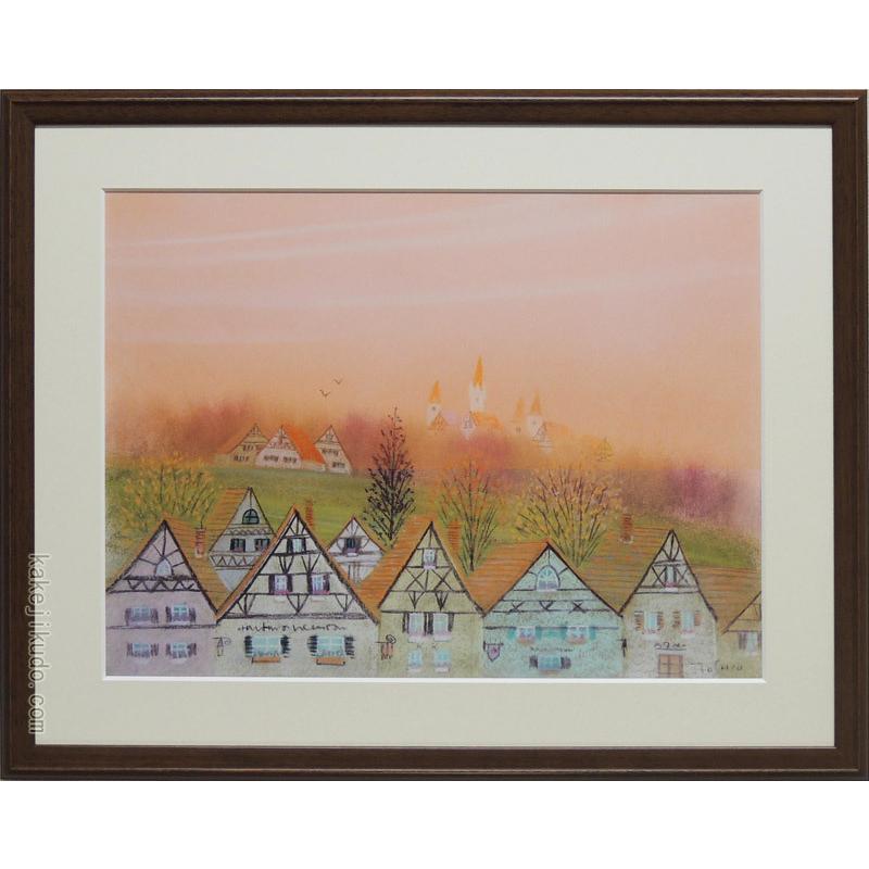 今成敏夫 パステル画 あかね雲 【複製】【パステル画】【風景】【変型