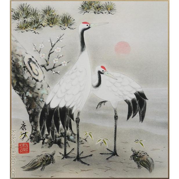 高級色紙「松竹梅鶴亀」康多（色紙絵） : 掛け軸・絵画の専門店 掛軸堂