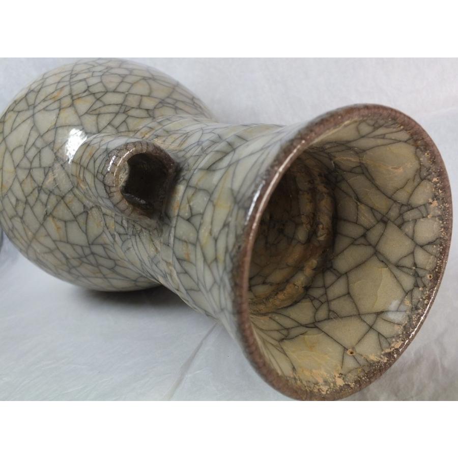 中国骨董品】哥窯（かよう）耳付広口瓶240mm : 龍香堂ストア