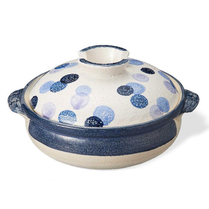 土鍋 9号 水玉 深鍋 おしゃれ 日本製 萬古焼 送料無料 ギフト 4〜5人用