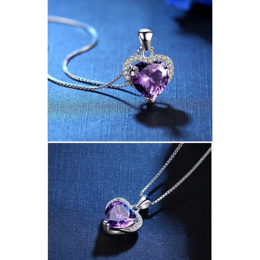 ネックレス ハート アメジスト パープル 大粒キュービックジルコニア