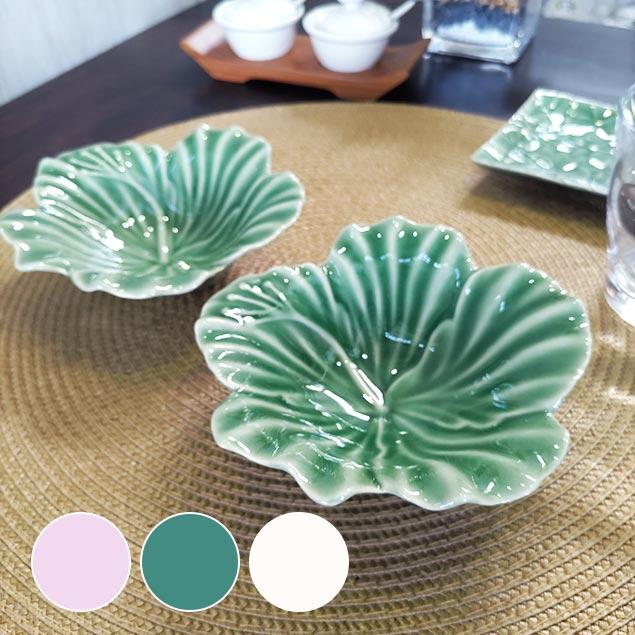 ジェンガラケラミック 小鉢セット ハイビスカス 2枚1セット 白 青緑