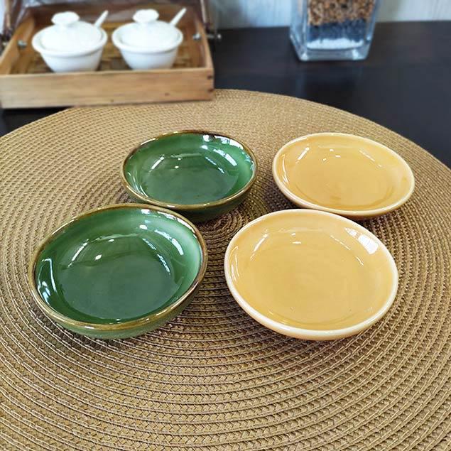 丸皿 小皿 セット 2個1セット グリーン イエロー 2色 ジェンガラ