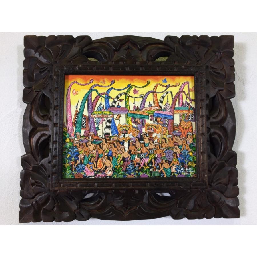 バリ絵画 バロンの祭列 イ・クトゥッ・ソキ（I Ketut Soki） 額付き A