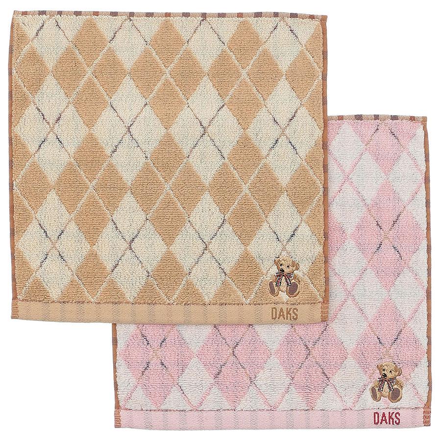 DAKS（ダックス） 婦人 ミニタオルハンカチ くま 刺繍 綿100％ 約25cm