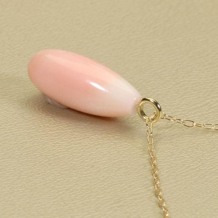 宝石珊瑚のSANSUI 桃珊瑚 ピンク 本ボケ ペンダント K18YG イエロー