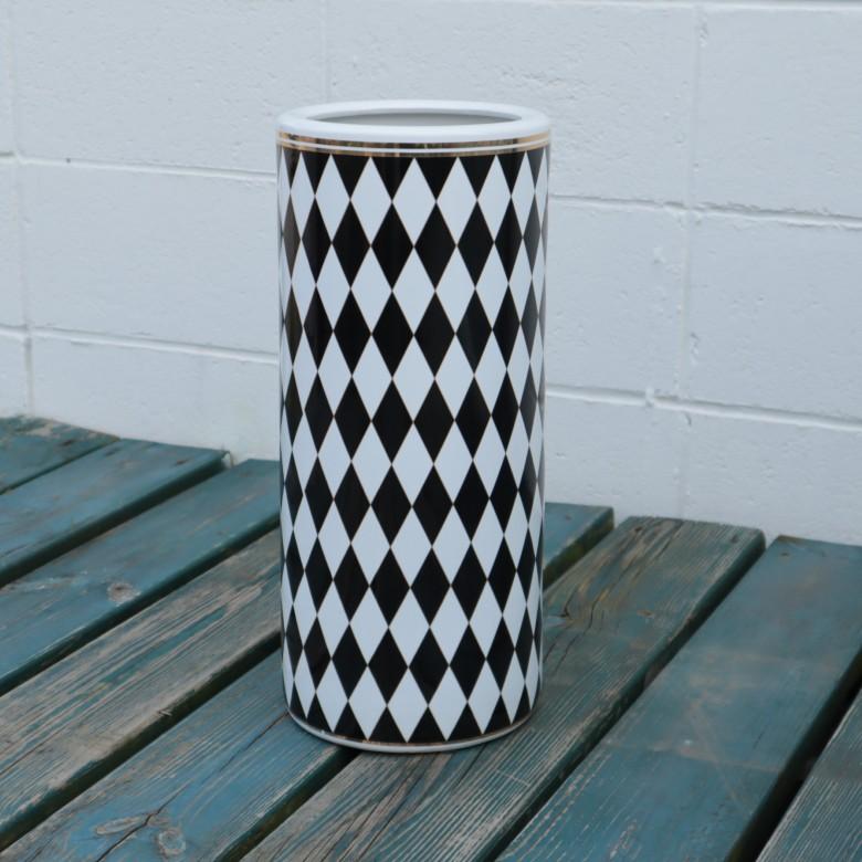 傘立て アンブレラスタンド 陶器製 ブラック x ホワイト 黒 白 モダン