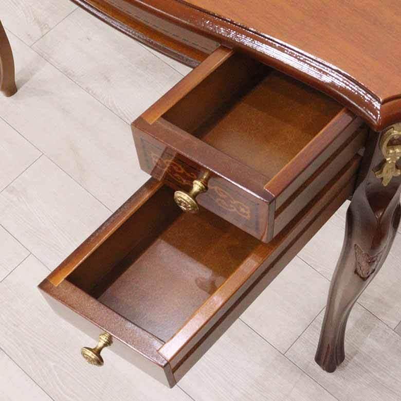 イタリア ライティングデスク ブラウン 猫脚 完成品 アンティーク