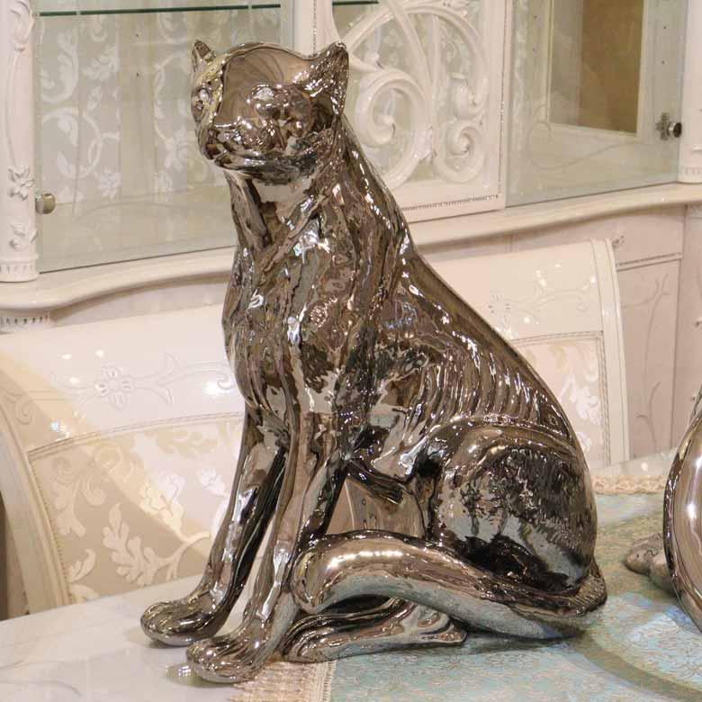 陶器 動物 ヒョウ 置物 イタリア製 豹 レオパード 完成品 ヨーロピアン