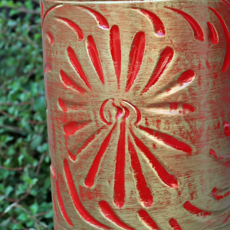 陶器 かさ立て イタリア製 アンブレラスタンド レッド×ゴールド