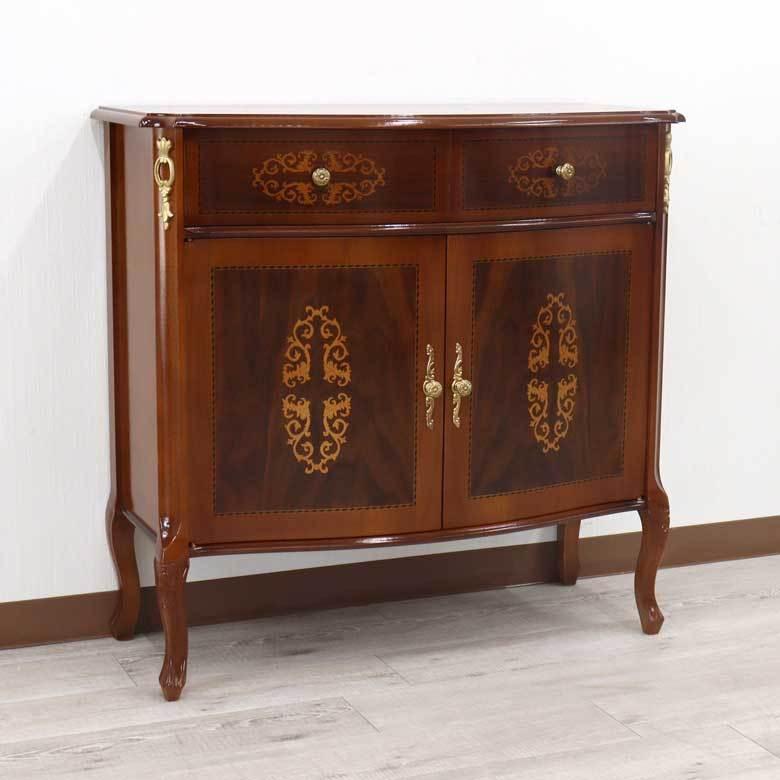 イタリア サイドボード 猫脚 象嵌 4303 DOGI 完成品 送料無料 高級家具