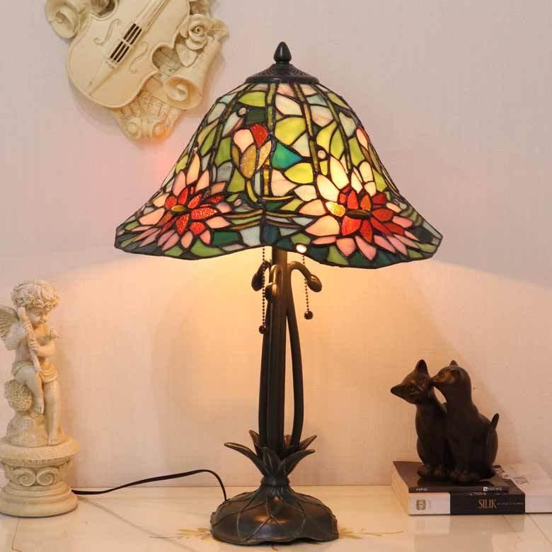 ステンドグラスランプ 蓮の花 16インチ 大型 ティファニーランプ