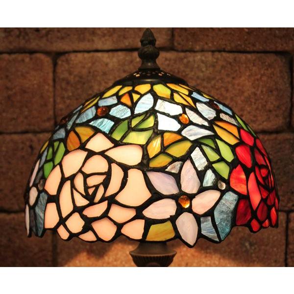 ステンドグラスランプ アンティークローズ 8インチ 卓上ランプ