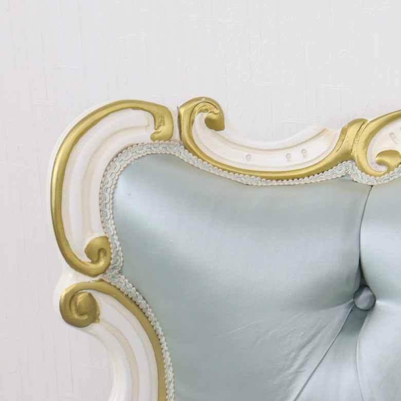 イタリア 2Pソファ ターコイズブルー 二人掛け ソファ 白家具 猫脚