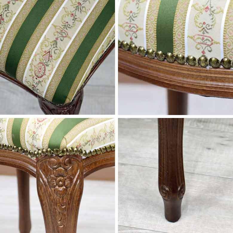 イタリア製 スツール ストライプ グリーン 猫脚 木製 完成品