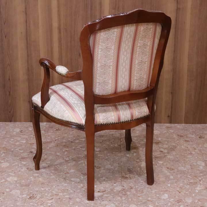 イタリア アームチェア ピンクストライプ サロンチェア 1Pソファ