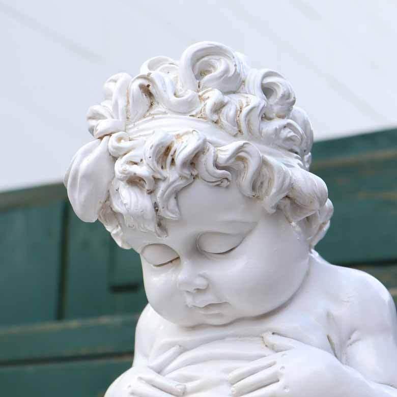 ガーデン オーナメント 天使 置物 男の子 メタボ天使 L 高さ32cm