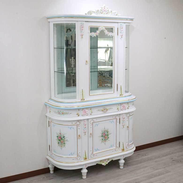 ロココ調家具 キャビネット ショーケース 飾棚 白家具 アンティーク