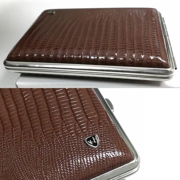 シガレットケース 革 70mm トカゲ型押し タバコケース ショートたばこ