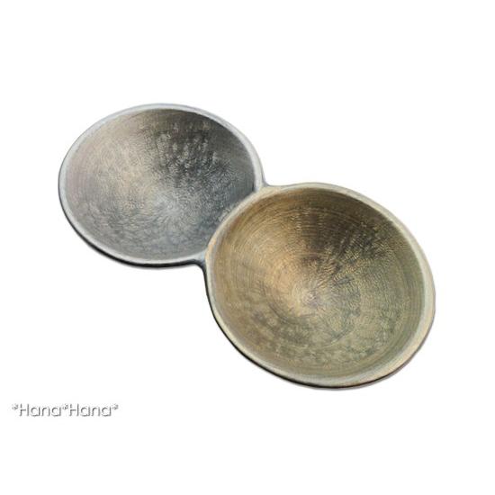 晶雲母銀彩 金銀 足付き珍味鉢 (2連) 有田焼 // 和食器 豆皿 仕切皿 塩