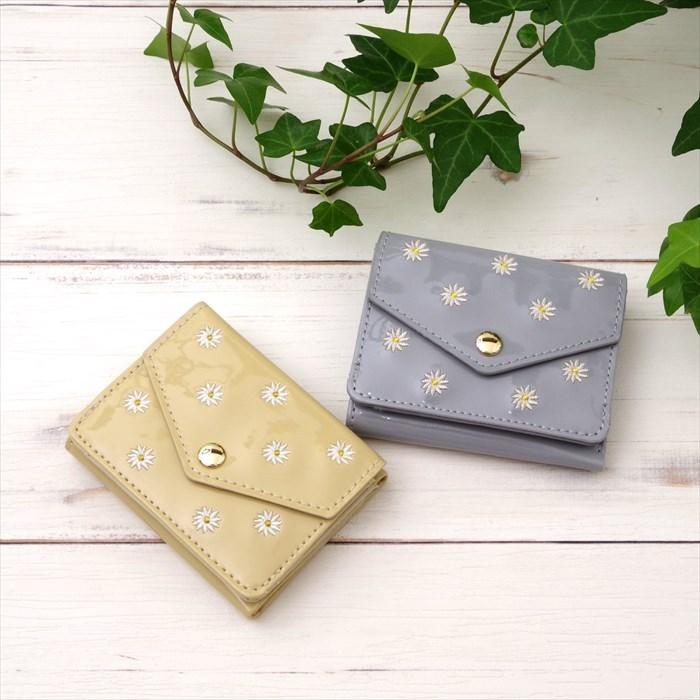 Flowering（フラワーリング） マーガレット刺繍 三つ折り 財布 札入れ