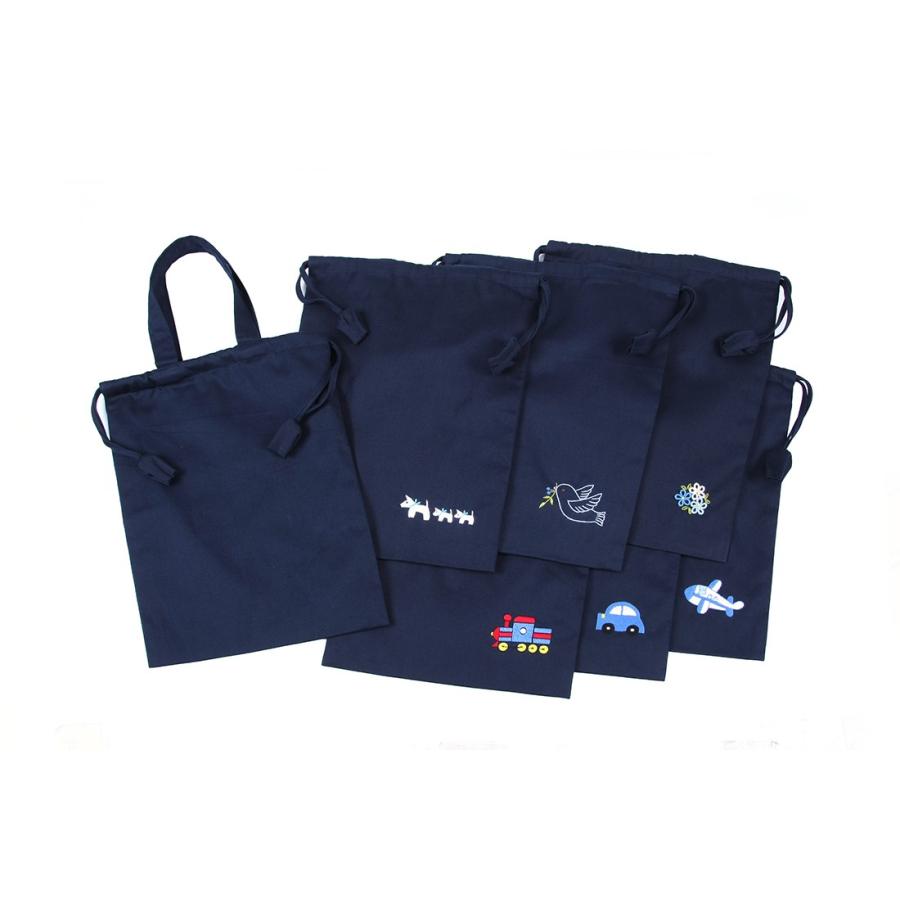 巾着 無地と柄が選べる巾着バッグ お着替え入れ シューズバッグ 手刺繍