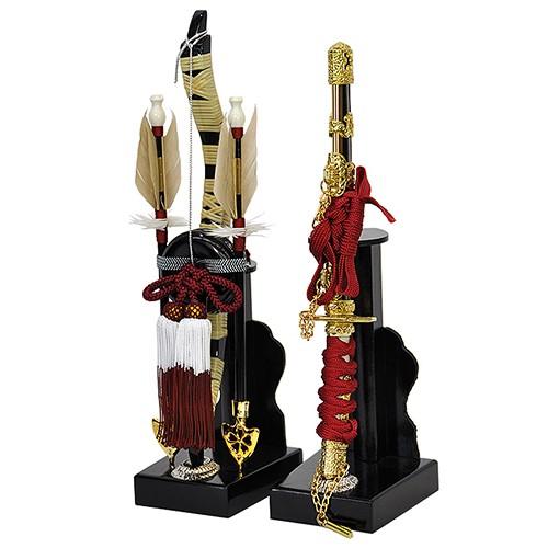 五月人形 兜 収納飾り 着用兜飾り 25号着用兜 金屏風 弓太刀セット