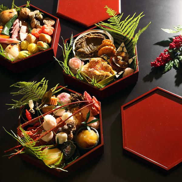 山田平安堂 漆器 六角三段重 朱塗 重箱/漆器 : 漆器 山田平安堂 - 通販