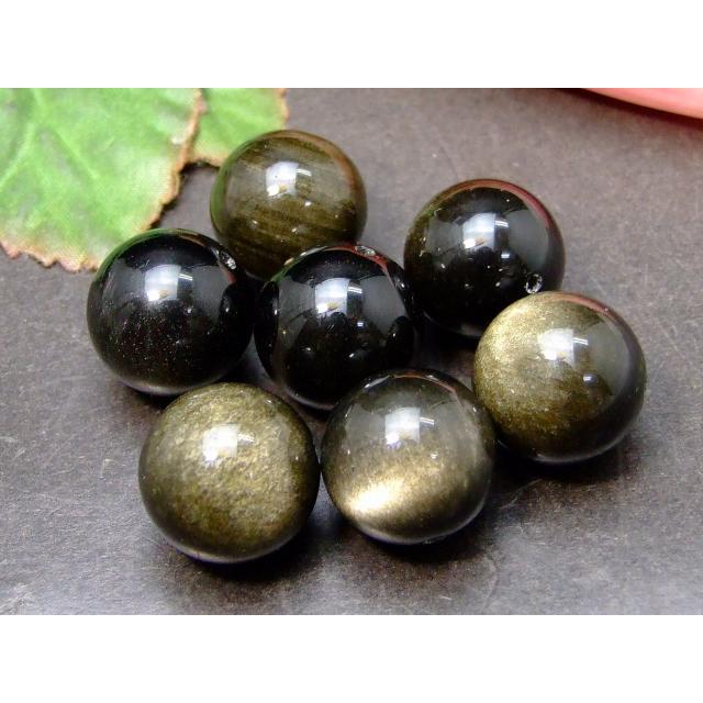 天然石 パワーストーン g3-392M ゴールド オブシディアン 16mm 5A 1粒