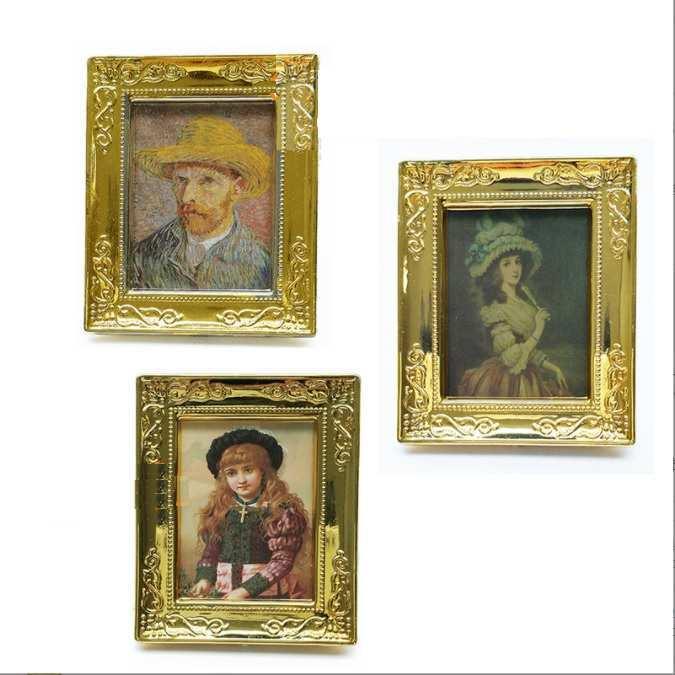 送料無料 ミニチュア 雑貨 名画 絵画 ドールハウス キット 子供 1/12