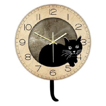 並行輸入品】 Timethink 黒猫振り子壁掛け時計 面白い猫の揺れる時計