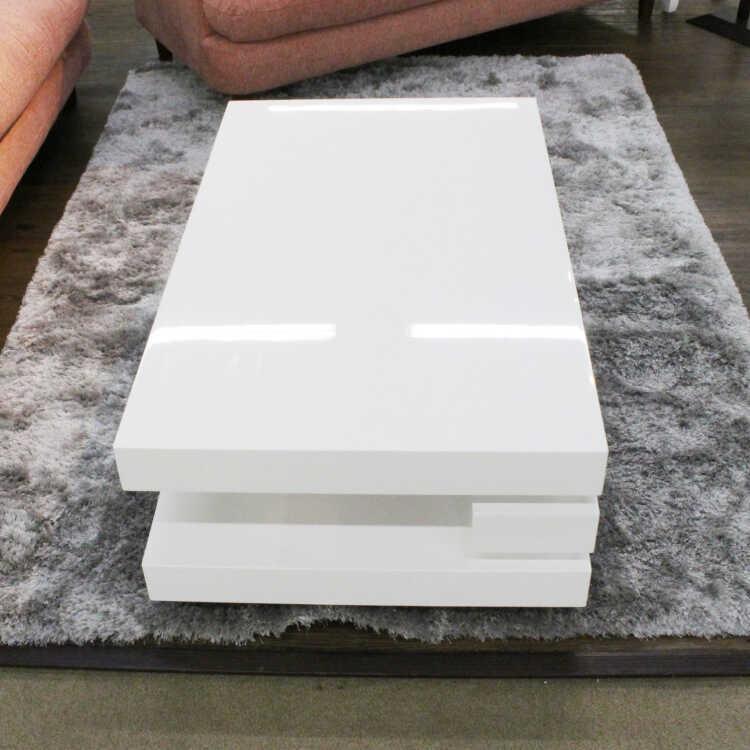 センターテーブル おしゃれ 白 ホワイト モダン 幅120cm 鏡面 光沢