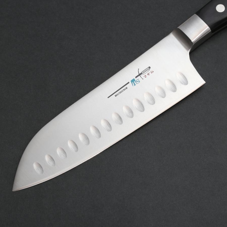 口金サーモン三徳包丁 右利き 左利き 両利き用 ディンプル加工 ツバ