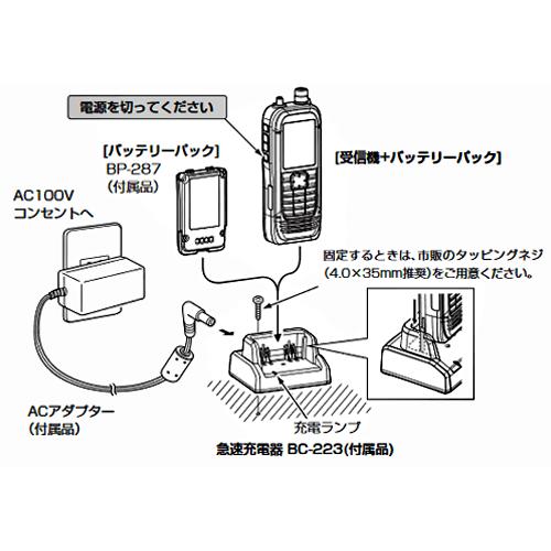 BC-223 アイコム 広帯域レシーバーIC-R30、IC-R15用 急速充電器 BC223