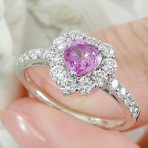 ピンクサファイア ダイヤモンド リング 指輪 ハートカット サファイア