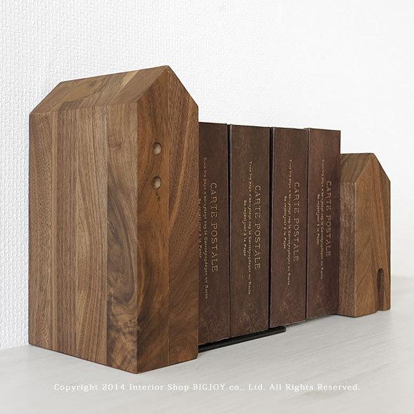 木製ブックエンド ブックスタンド ウォールナット材 ウォールナット