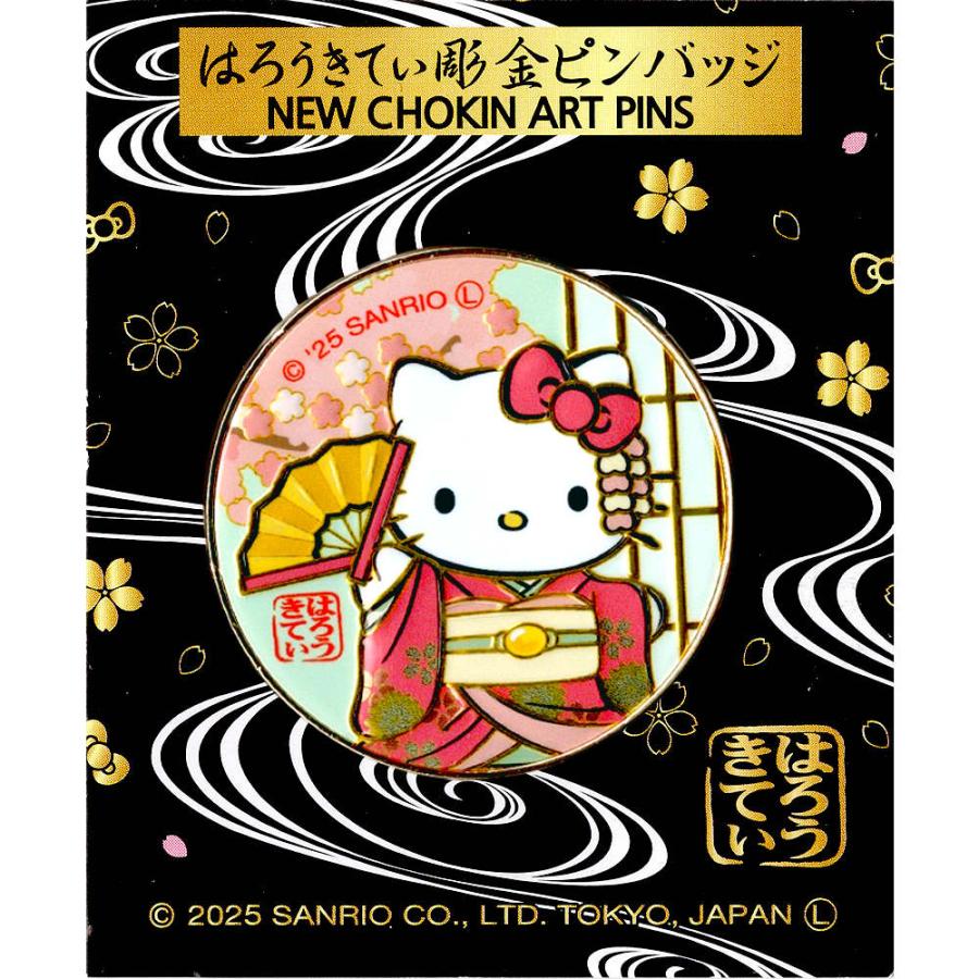 sanrio（サンリオ） ピンバッジ キティ 和柄 ピンバッチ 円窓 キティ