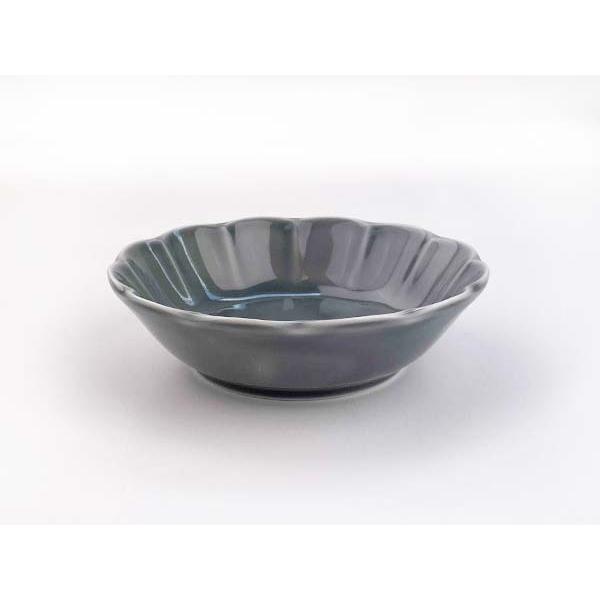 食器 小鉢 おしゃれ お花 グレー 13.4cm しのぎ 灰色 ボウル ボール 輪