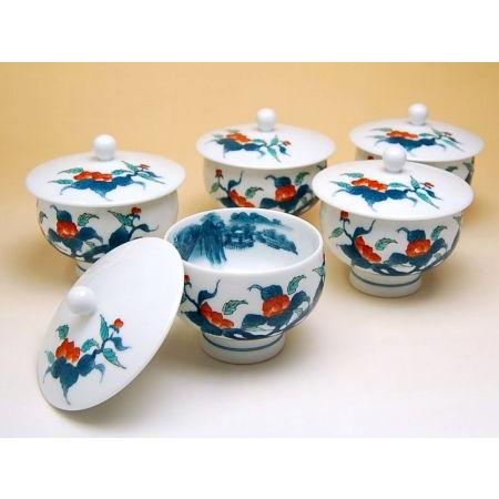 湯呑 来客用 セット 木箱入り 有田焼 畑萬陶苑 色鍋島内山水岩牡丹