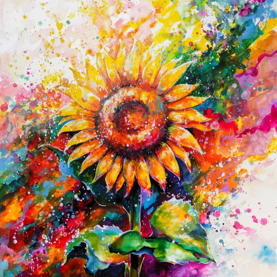 作品 : 堂々 絵 絵画 向日葵 ひまわり ヒマワリ 花 縁起絵 アート 30cm