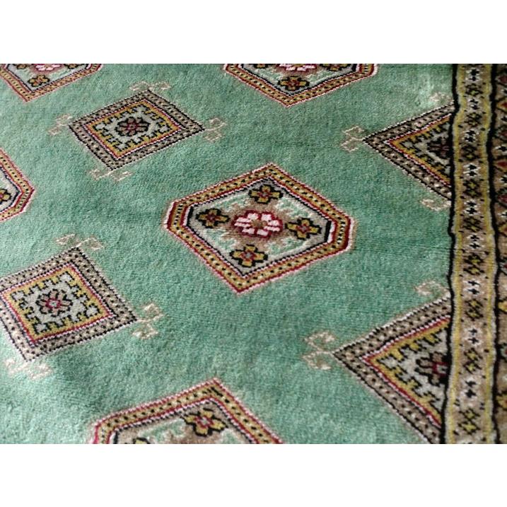 珍しいグリーン 手織 パキスタン絨毯 約205×264 約 3畳 緑 pakistan