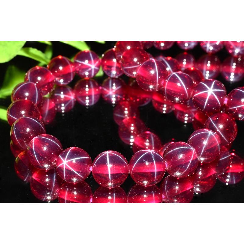 6条スター 合成スタールビー 8mm ブレスレット 1個売り _BG5462-8