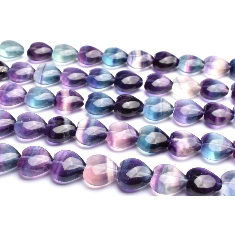 マルチカラー フローライト 13x14mm ハート 1連（約38cm）_RG447