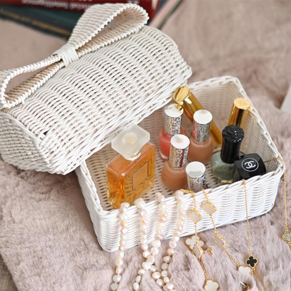 バスケット かご ふた付き 小物入れ おしゃれ ホワイトラタン fiore