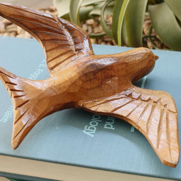 アジアン雑貨 鳥1羽 ナチュラルブラウン 木製オブジェ Z070726G 爆買