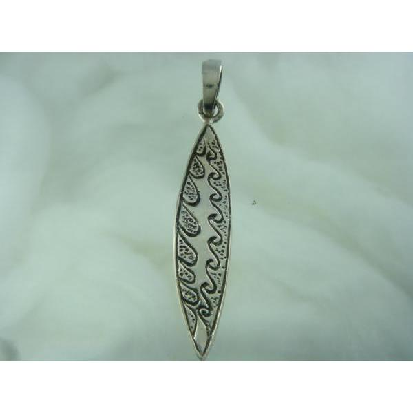 シルバー925 ビッグウェーブ模様サーフボードモチーフペンダントトップ